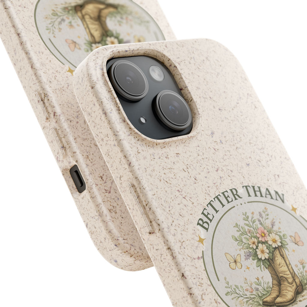 Better Than Planned floral boot illustration Phone Case | biodegradable eco-friendly