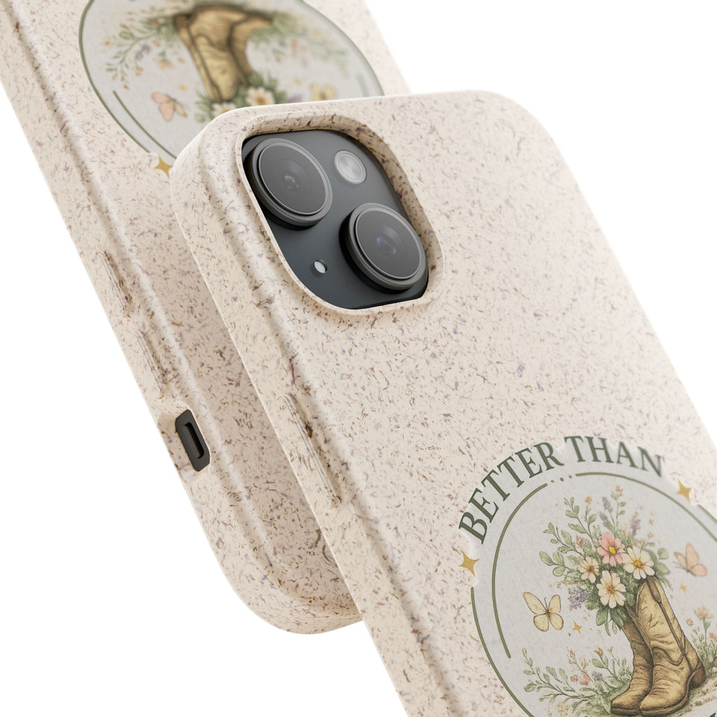 Better Than Planned floral boot illustration Phone Case | biodegradable eco-friendly