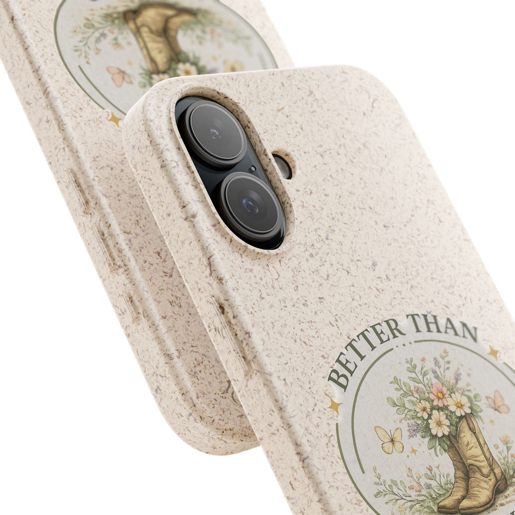 Better Than Planned floral boot illustration Phone Case | biodegradable eco-friendly