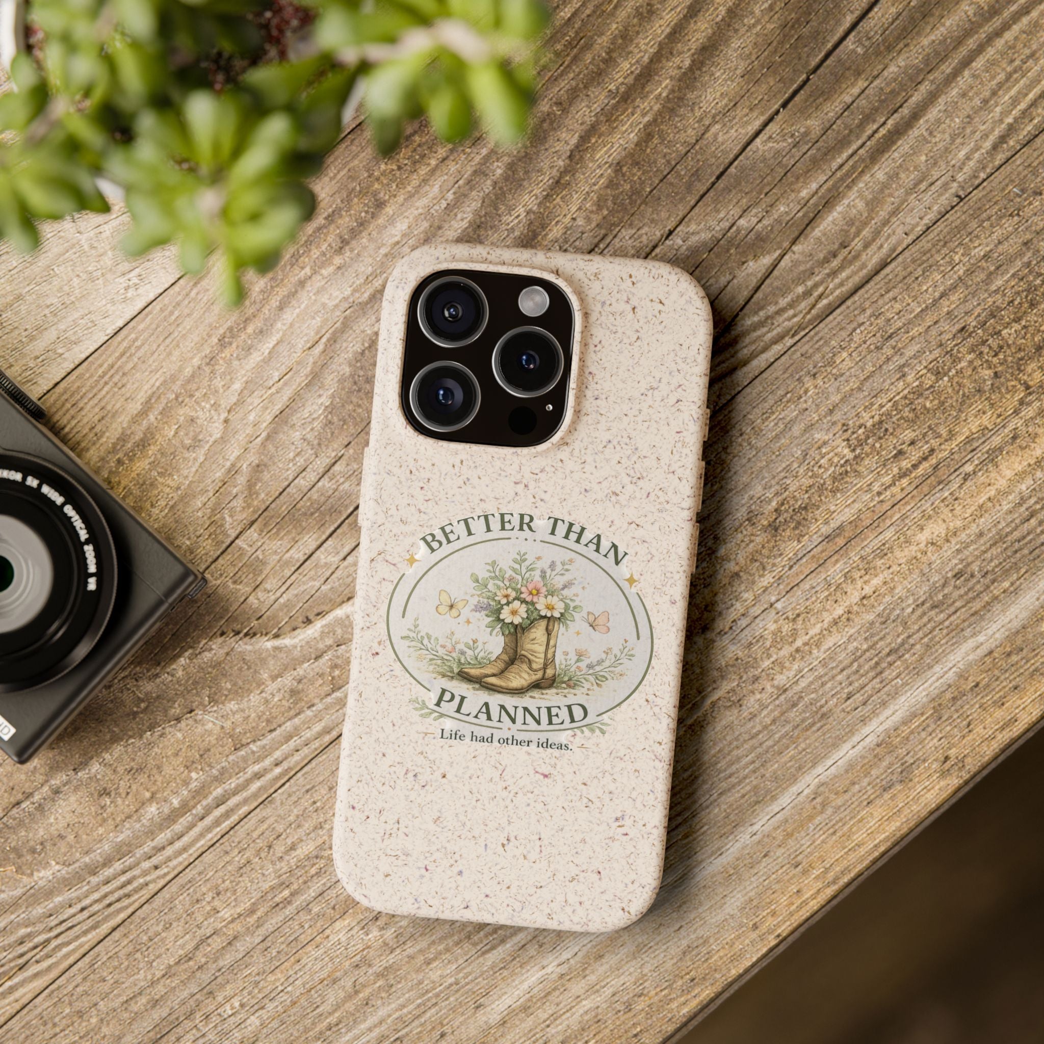 Better Than Planned floral boot illustration Phone Case | biodegradable eco-friendly