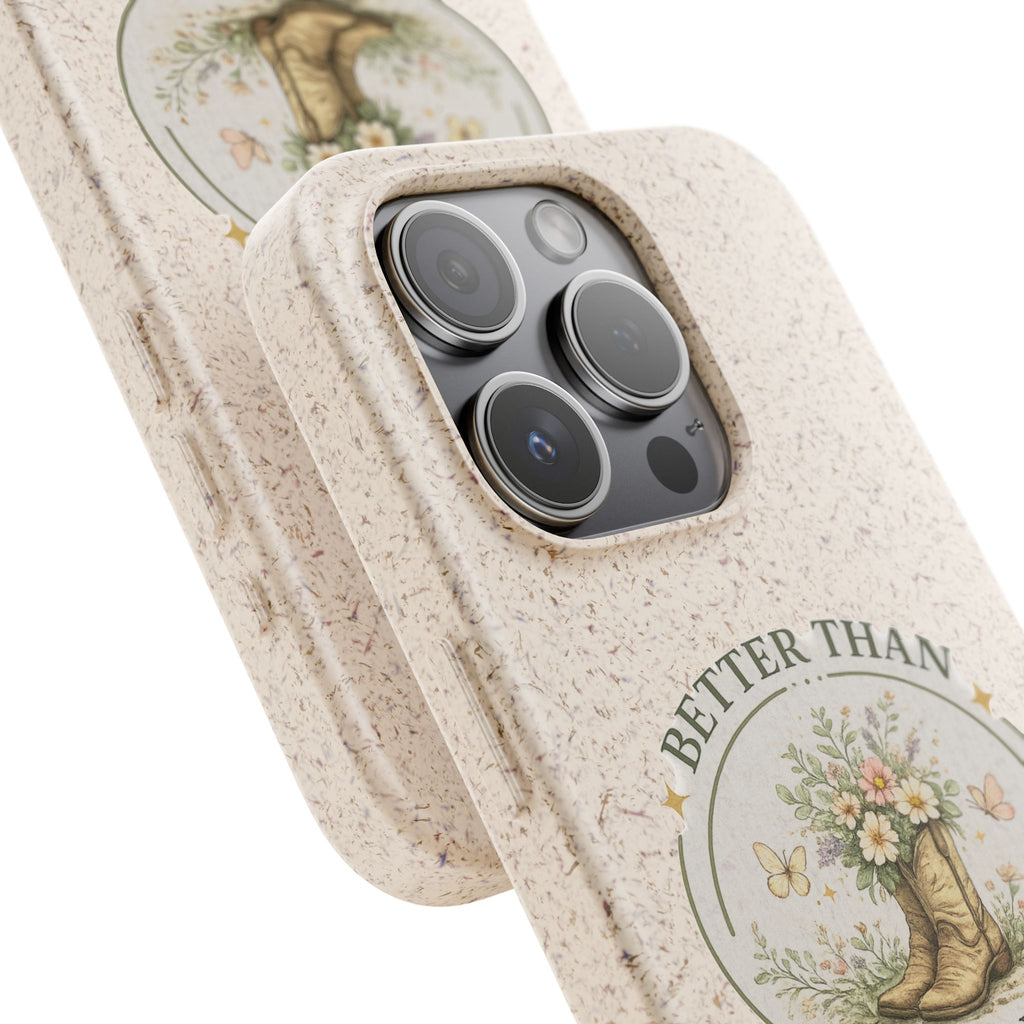 Better Than Planned floral boot illustration Phone Case | biodegradable eco-friendly